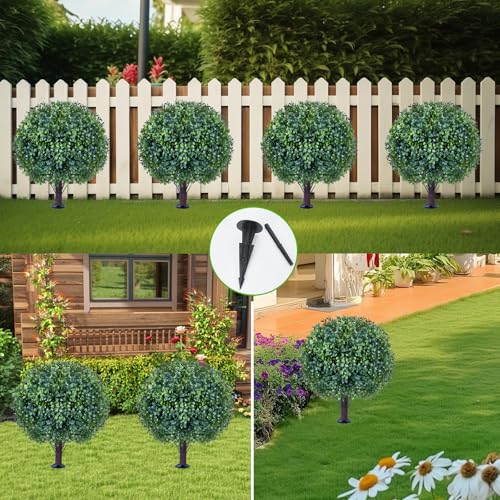Image of 24 inch Artificial Boxwood Topiary Ball Tree 2-Pack, UV Resistant Outdoor
