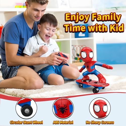 NQD Spider Remote Control Car, Rechargeable RC Stunt Skateboard Toy with 360° Rotation & Tumbling Obstacle Avoidance, RC Cars Birthday Gift for Boys Girls Aged 3-7 Kids