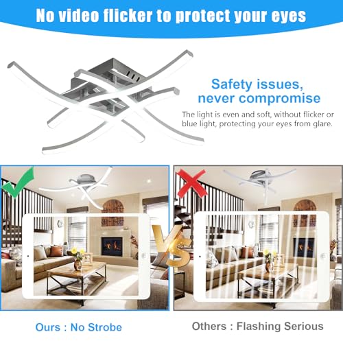 LED Ceiling Light, Elegant Curved Design Ceiling Lights, 28W Cool White Light 6500K 4 Built-in LED Boards,Modern Ceiling Fixture for Living Rooms, Bedroom, Kitchen Hallway and Bedroom,2400 Lumens - Image 3