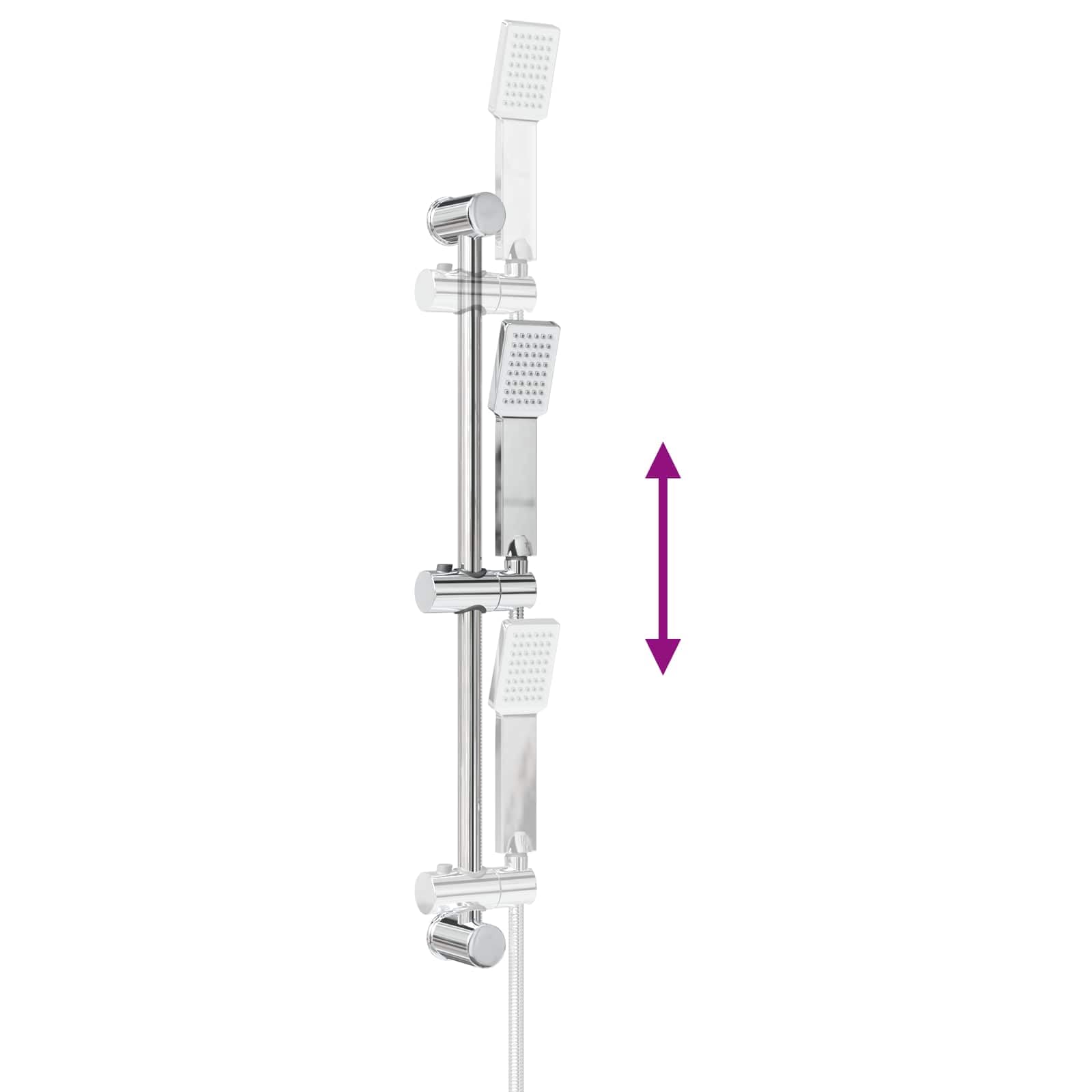 Mangloder Juego de sistema de ducha cromado de acero inoxidable de 70 cm, montaje en pared, alta presión, ahorro de agua, ajustable, soporte para alcachofa de ducha para baño
