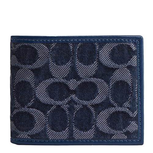 Coach Slim Billfold Wallet in Signature Denim Deep Blue One Size