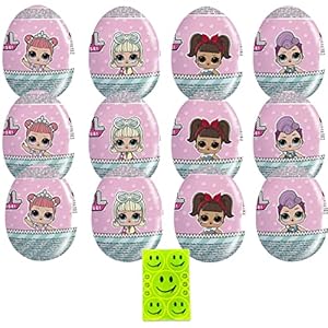 12x L.O.L. chocolade-verrassingsei (12x 20g) I met klein speelgoed I halfwitte chocolade, halve melkchocolade I plus paaskaart
