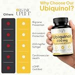 Ubiquinol 200mg – Forme active CoQ10 Coenzyme Q10 Supplément – Soutient la santé cardiovasculaire, la prévention de la migraine & Défense antioxydante – 90 Des softgels (3-Month Approvisionnement) – NPN 80148982