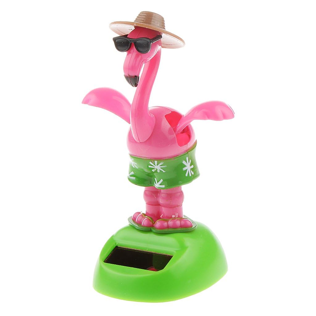 Yelschwa Solar Powered Car Toy Dancing Dolls Flamingo Car Ornament Car Dashboard Bobble Head Decoration For Car Home Office Decor Kids Toys Gifts (1 PCS)