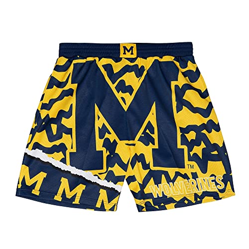 Mitchell & Ness Michigan Wolverines Mens NCAA Jumbotron 2.0 Sublimated Navy/Maize Shorts
