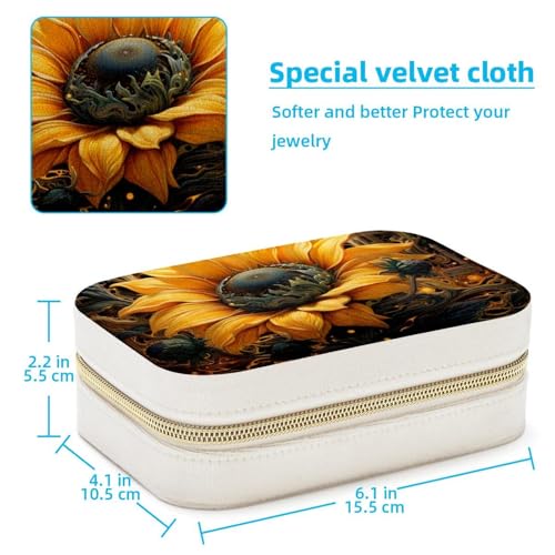 Boîte à bijoux château tournesol portable pour bagues et colliers - 5