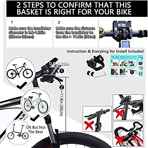 Bike Basket Folding Small Pet Cat Dog Carrier Bicycle Front Basket, Quick Released Picnic Shopping Bags, Easy Install Bicycle Handlebar Basket(Black Flowe) #TOP5