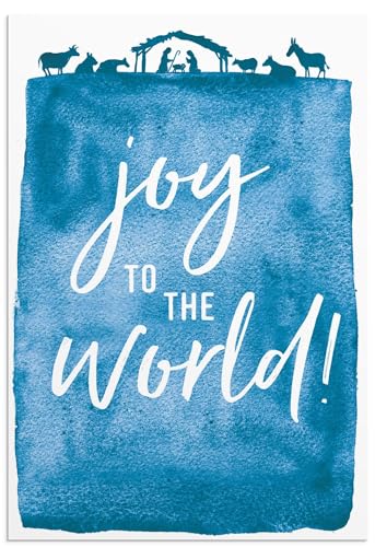 DaySpring - Joy to the World Good Steward Christmas Cards - 18 Christmas Boxed Cards with White Envelopes, NIV (J6342), Blue