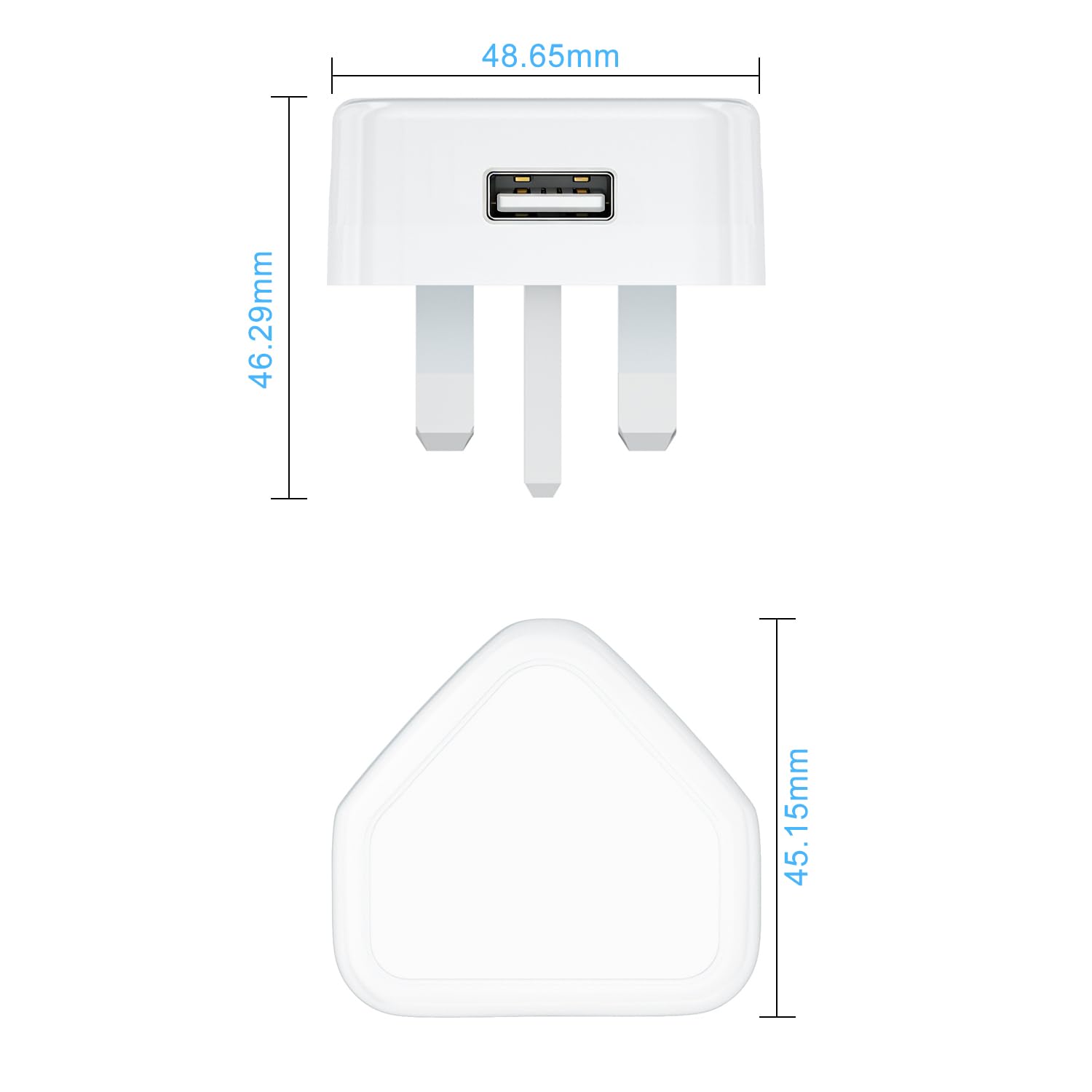 USB Plug UK,USB Charger Plugs Adaptor UK 5W 1A Phone Socket Plugs with USB Port Single Way Mains Charge Head 5V 1AMP Charging Compatible with Old iPhone 13 12 11 SE XS XR X 8 7 6 5,iPad,Watch,Android