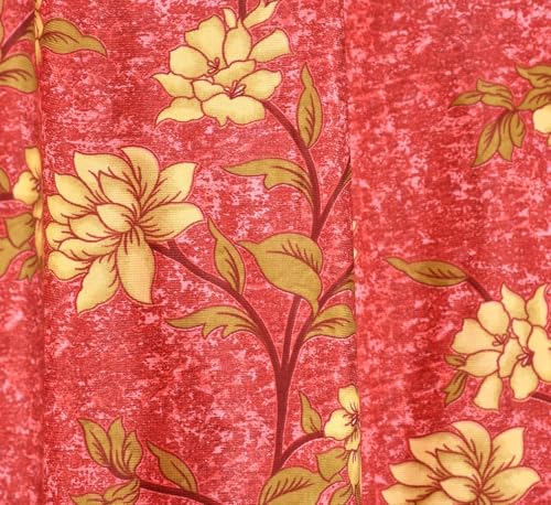 Image of Heavy Polyester Floral Printed Window Light Filtering Curtains for Living Room Bedroom Hall Room, 5 feet Window, Red, Set of 2