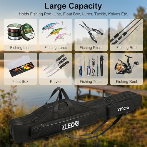 vleoX 3 Layers Fishing Pole Bag, Fishing Rod Case, Folding Fishing Case by vleoX - Used condition - Image 6