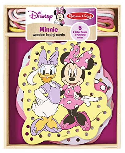 Melissa & Doug Disney Minnie Mouse Wooden Lacing Cards With 5 Double-Sided Panels and Matching Laces