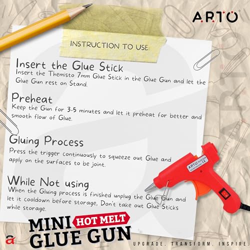 Image of ARTO 20W 20 WATT 7MM HOT MELT Glue Gun with ON Off Switch and LED Indicator