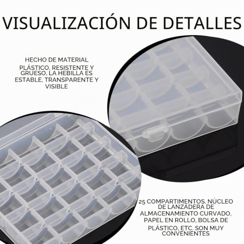 Miniatura 3 de Tyfgrt 2 Uds 25 Cajas De Bobinas De Rejilla Accesorios De Costura Caja De Almacenamiento Caja De Bobinas Caja De Plástico Transparente Caja De Almacenamiento De Piezas Pequeñas Accesorios De Costura