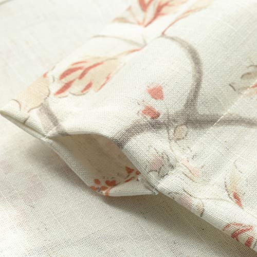 Vogol Floral Printed Tie Up Valance For Windows, Vintage Rod Pocket Balloon Shades, Linen Textured Short Curtains For Dining Room, 1 Panel, Orange Red, 42X63 #TOP2