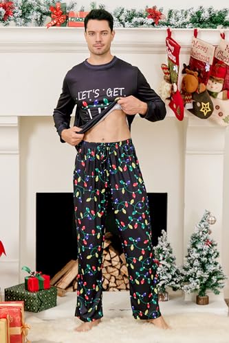 ALISISTER Mens Christmas Pajamas Set Long Sleeve Pjs Shirt and Pants 2 Piece Xmas Sleepwear3