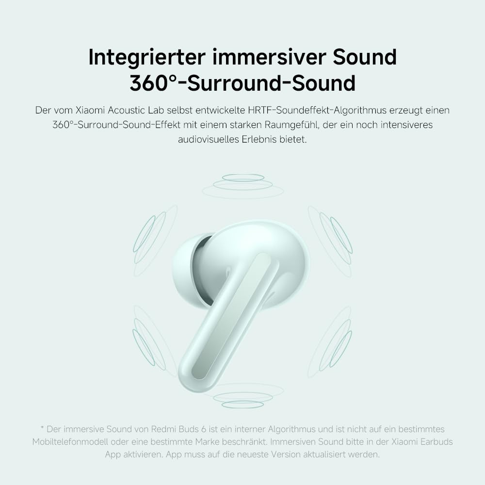 XIAOMI Redmi Buds 6 – Kabellose Bluetooth-In-Ear-Kopfhörer, Dual-Treiber, immersiver Sound, 49 dB aktive Geräuschunterdrückung, bis zu 10h+42h Akkulaufzeit, IP54, Schwarz