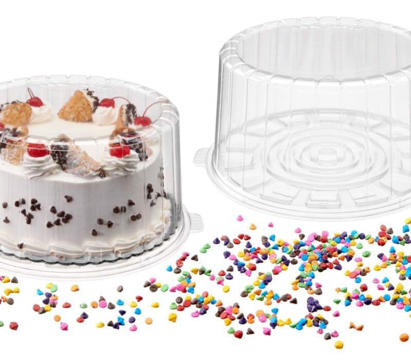 Inline 1009CL Cake Container and Lid for 9 Inch Round Double-Layer Cake | 50/Case