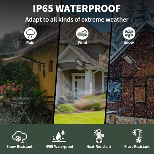 Image of LITVERSE 200W Solar Street Light, IP67 Waterproof with Remote & Motion Sensor. Dusk to Dawn 6500K Cool White LED Flood lamp, Durable ABS Alloy Body for Home, Garden, Yard, gate & Parking.