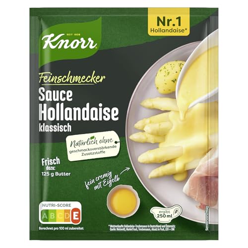 Knorr Feinschmecker Sauce Hollandaise klassisch eine leckere Soße ohne geschmacksverstärkende Zusatzstoffe 250 ml 1 Stück