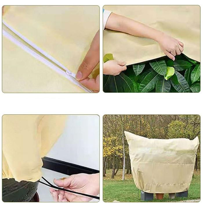Cubiertas de protección contra congelación de plantas, 2 envolturas de tela reutilizables para plantas en maceta al aire libre, árboles frutales, arbustos, mantas de protección de invierno