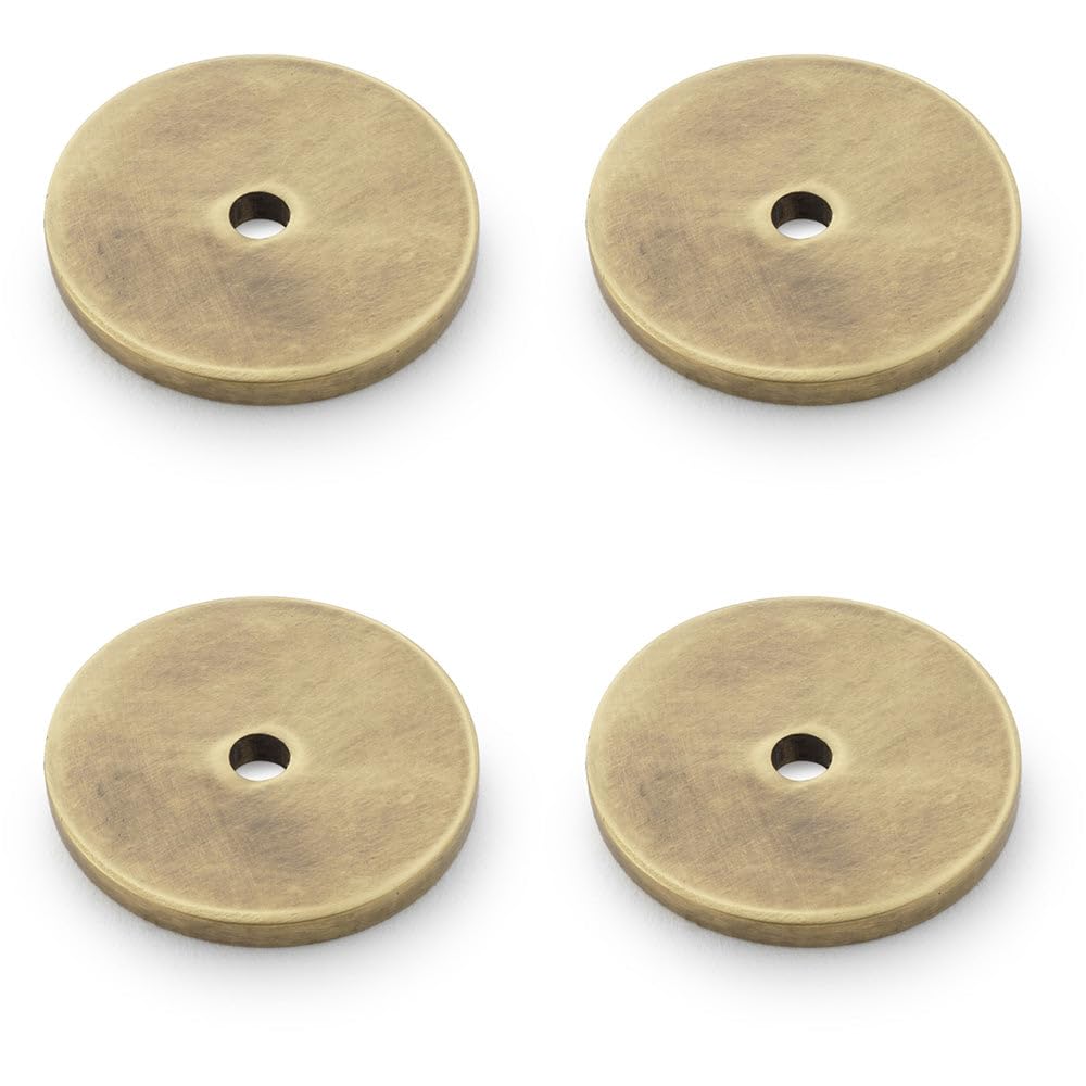 Loops 4 PackRound Kitchen Door Knob BackplateAntique Brass 30mm Diameter Circular Plate from B&Q