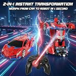 RC Car for Kids, Remote Control Car One-Button Transformation to Robot, 1:18 Transforming Toys with Lights & Controller, 360°Rotation Toy Cars, Birthday Gifts for 3 4 5 6 7 8 9 10 Year Old Boys