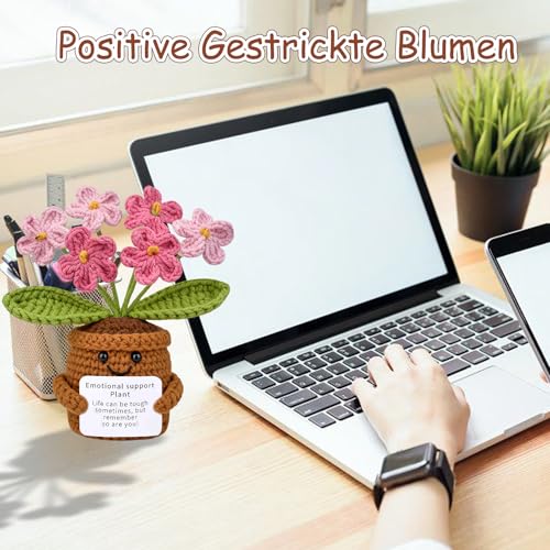 Mwmoeen Pocket Hug Positive Blume, Lustige Positive Strickwolle Sonnenblume Motivationsgeschenke Geschenke für Freundin Kollegen und Famili(P5)