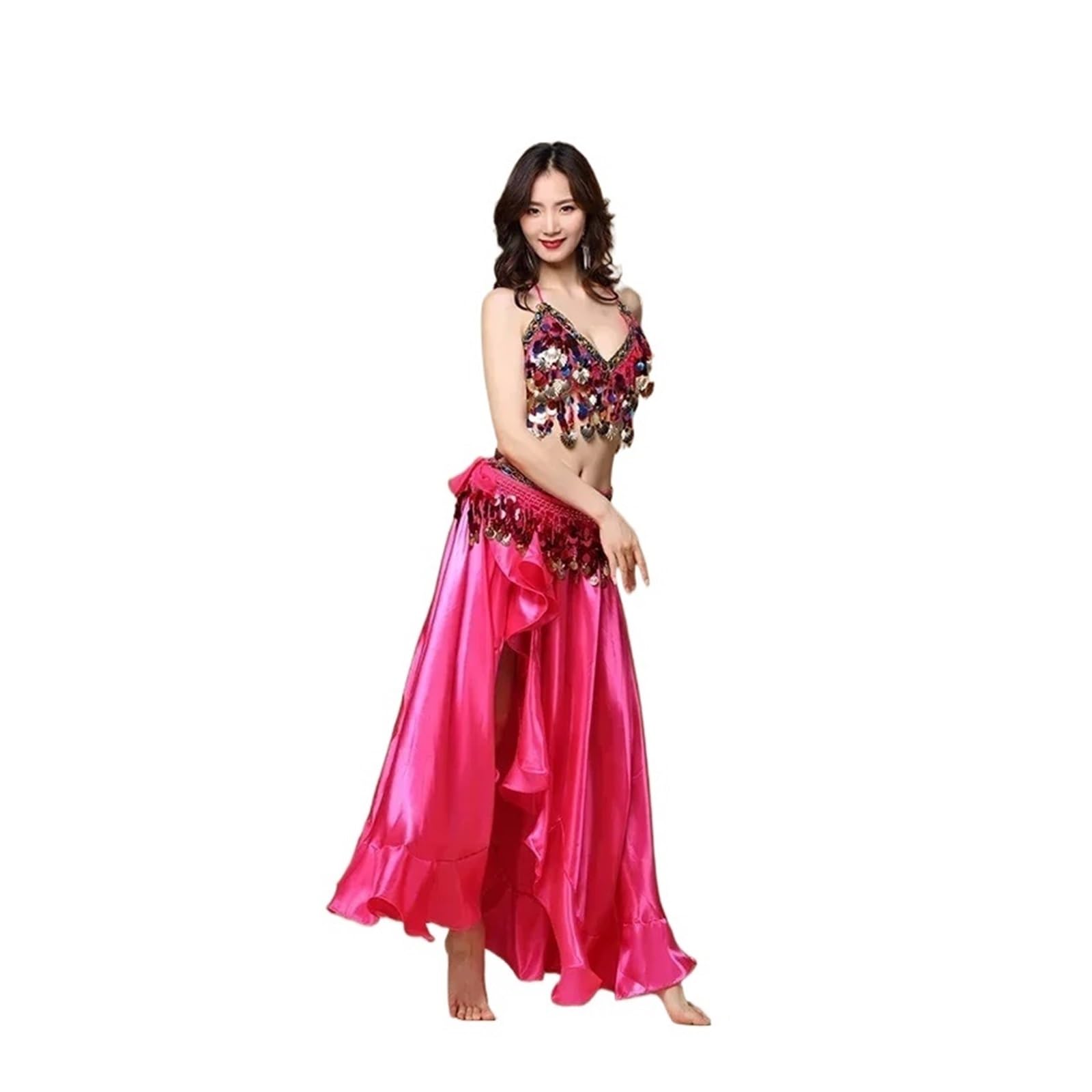 Frauen Bauchtanz Kostüm Oriental Rock Bühne Leistung Set BH Gürtel Tanzen Tragen