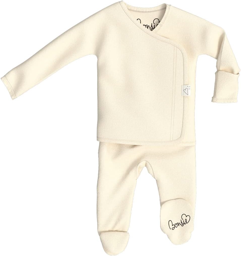 Bonsie Skin to Skin Babywear Footed Bodysuit - Tan Baby Footed One Piece - Oat