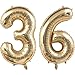 40 Zoll Gold Luftballon Zahlen 36 Champagner Gold Ballon 36. Geburtstag Deko Hellgold Folienballon Zahl 36 Riesenzahl Ballon 36 Party Hochzeit Geburtstag Nummer 36