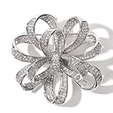 [ティグロス] TIGLOSS ブローチ ジルコン ジルコニア スワロフスキー クリスタル リボン 記念日 お祝い コサージュ セレモニー シルバー ゴールド フォーマル ジェケット スーツ ギフト 結婚式 お呼ばれ ドレス パーティー ピン おしゃれ 花 専用BOX付