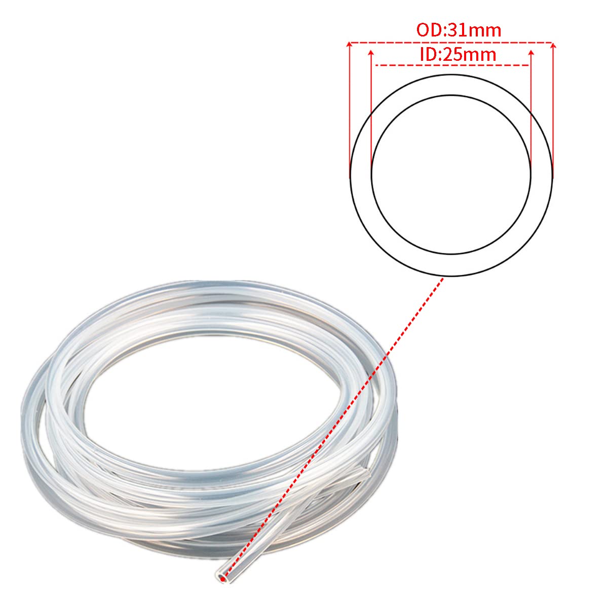 MACHSWON Tubo de silicona transparente de 25 mm ID 31 mm OD 100 pies, tubo de silicona de grado alimenticio para transferencia de bomba, 30,5 m