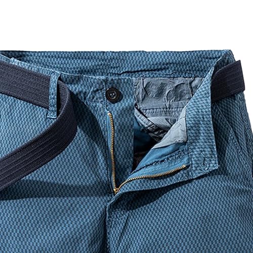 Short cargo en sergé de coton bleu style militaire coupe décontractée - 4