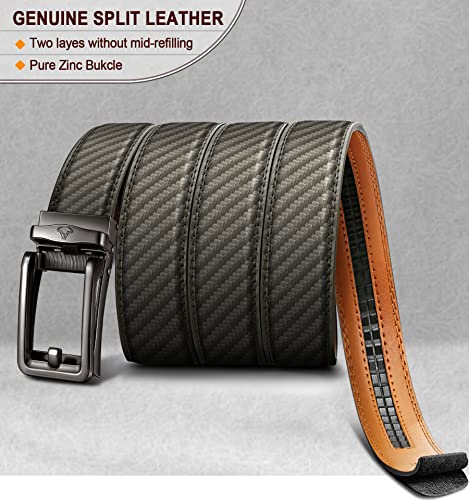 Image of BULLIANT Ratchet Trimmable Leather Belt for Men Adjustable 1 3 /8-Gift Boxed | Smooth Sliding | Micro Adjustable Fit | Tailored Size | Holeless Understated Elegance