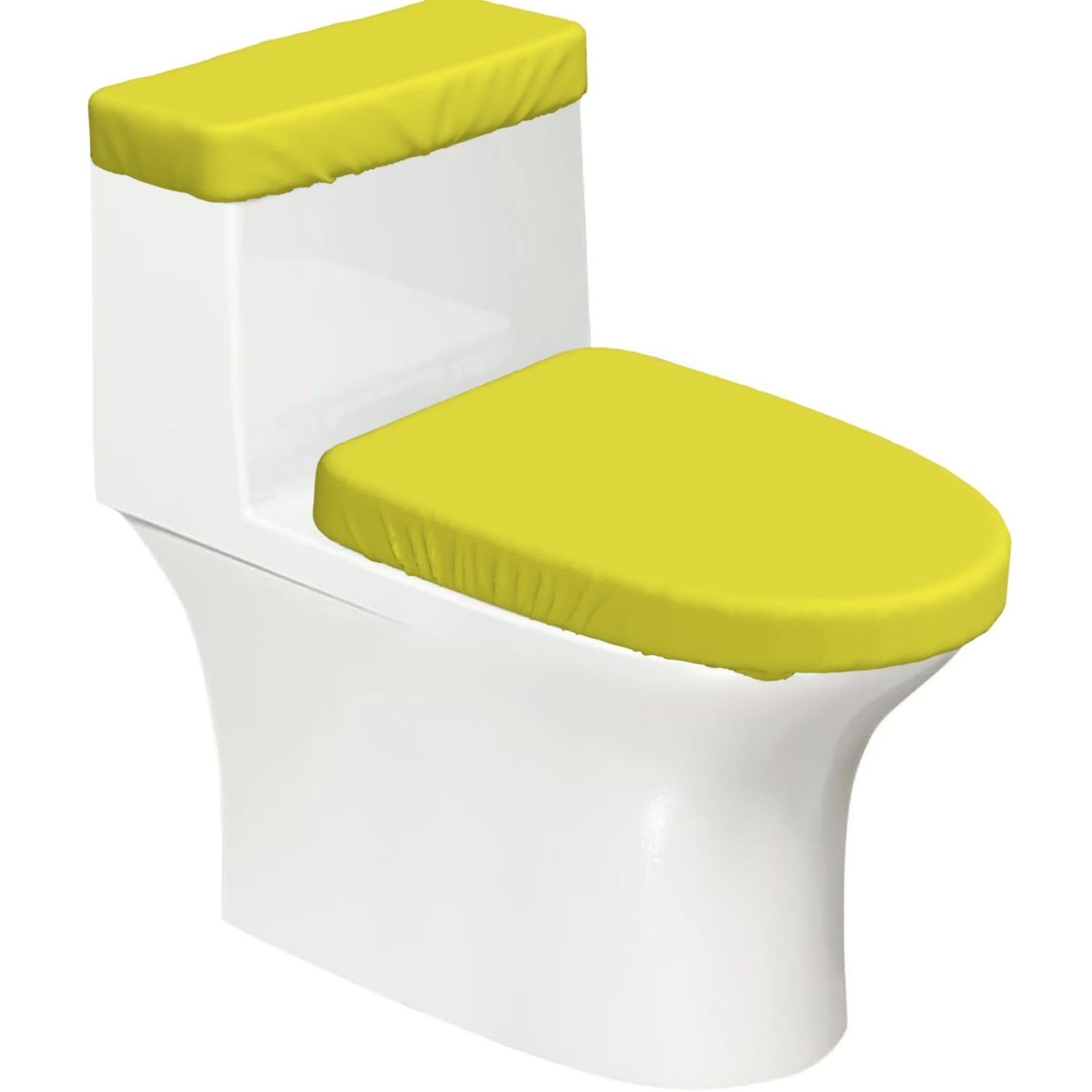 Duykimqw Black Neon Yellow Print Bathroom Toilet Lid Cover, Water Tank Covers