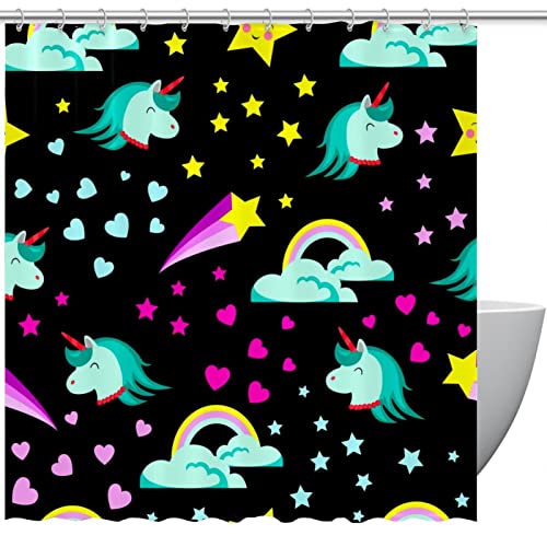 Rideau de douche licorne noir de qualité supérieure 183 cm - 2
