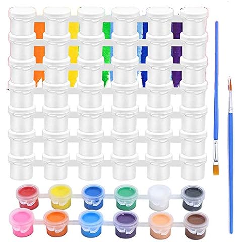 Iycorish 25 Empty Paint Strips 150 Pots 5Ml Paint Cup Pots Paint Pot Plastic Clear Storage Containers with 4Pcs Paint Brushes Cover