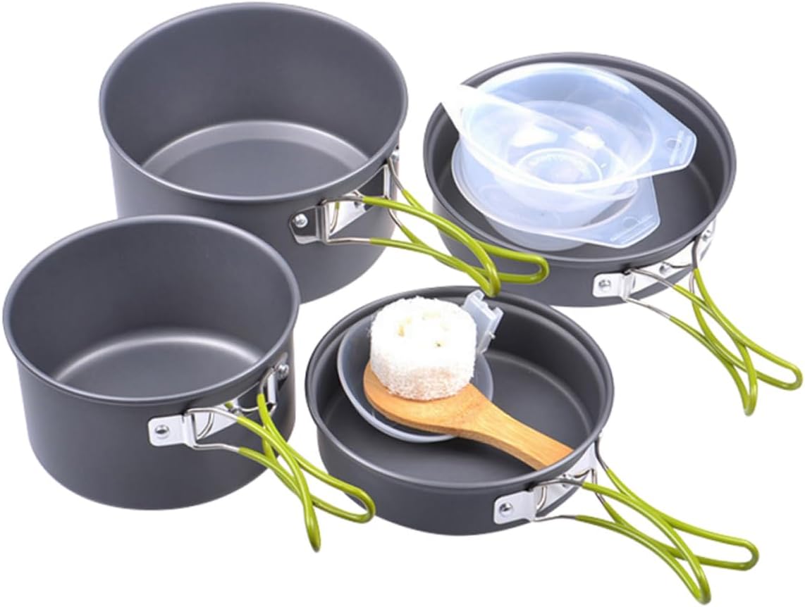 Outdoor Cookware Set Portable Camping Cooking Kit for People Non-Stick Lightweight Insulated Handle for Hiking Backpacking and Picnics
