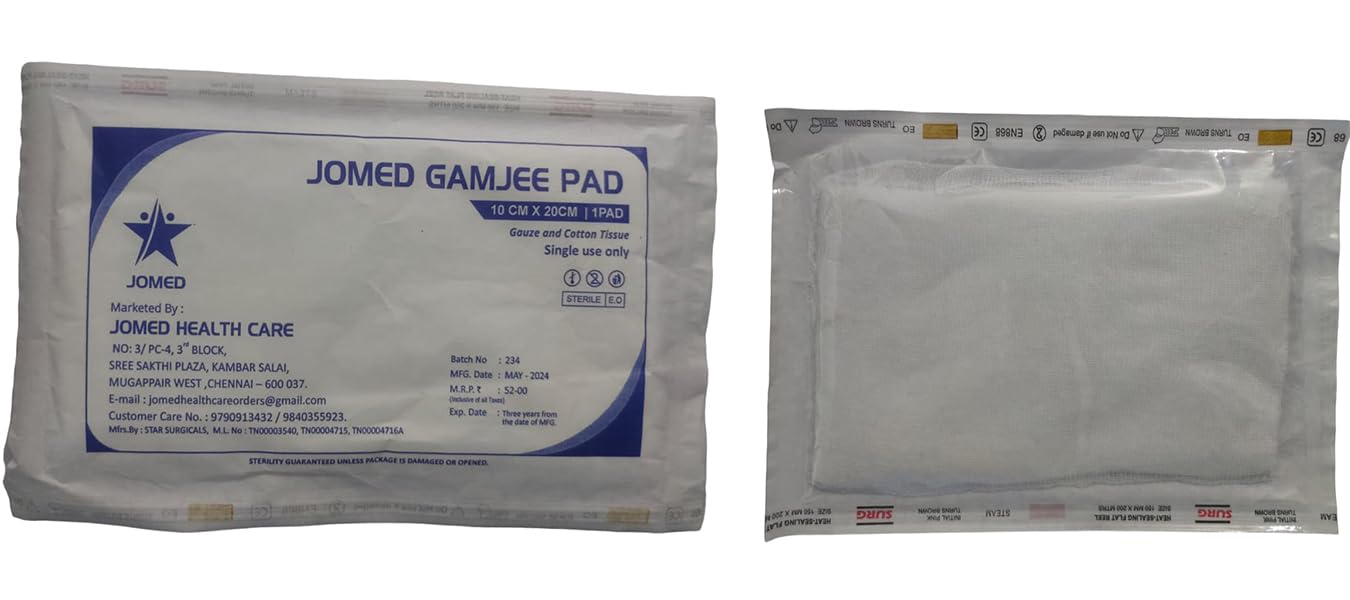 JOMED GAMJEE PAD, SIZE:10CM X 20CM 1 PAD GAUZE AND COTTON TISSUE - PACK OF 10 … (B0D6GHKCMC) Amazon Price History, Amazon Price Tracker