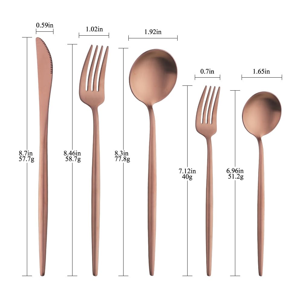 Buyer Star Matte Rose Gold Besteck Set, 30 Stück Edelstahl Besteck Set Gold Matt für Haus Küche Restaurant Parteien, Essbesteck Set Mit Gabeln Löffeln Messern Spülmaschinenfest
