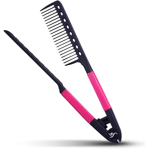 Herstyler Hair Straightening Comb - Straightener Comb for Flat Iron - Makes Styling Easy - Get Straight Hair in Minutes (Pink)