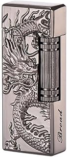 (Without Butane) Metal Butane Lighter with Flint, Soft Flame, Dragon Design,Candle Lighter (Black Dragon)
