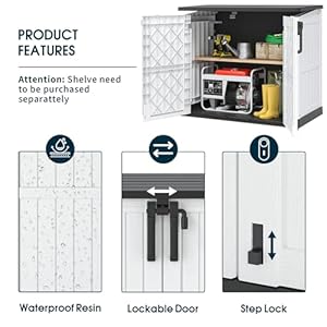 Light Gray Outdoor Resin Storage Shed 36 Cu. Ft. Garden Horizontal Storage Extra Large Capacity Weather Resistant Storage Box, Lockable Resin Waterproof Shed for Garbage Cans, Garden Tools Light Gray Outdoor Resin Storage Shed 36 Cu Ft Garden Horizontal Storage Extra Large Capacity Weather Resistant Storage Box Lockable Resin Waterproof Shed for Garbage Cans Garden Tools