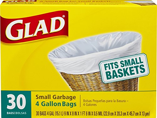 Glad Small Trash Bags - 4 Gallon White Trash Bag - 30 Count Each (Pack of 12)
