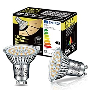 EACLL GU10 LED warm wit 10W 3-traps dimbare lampen, 2-pack. 3000K 940 lumen vervangt 125W halogeen, 3 helderheid met geheugen, 3-in-1 reflectorlampen, flikkervrije spot, dimmen zonder dimmer