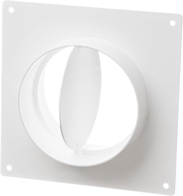 Ø 125mm / 5 inch Ventilation Wall Flange with Backdraught Shutter - Round Plastic Ducting - Duct Pipe Connector Plate