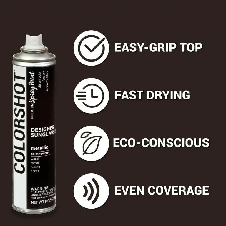Miniatura 2 de COLORSHOT Gafas de sol metálicas de diseño de pintura en aerosol (bronce aceitado) 9 onzas, paquete de 4