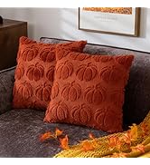 COSIBONO Pumpkin Fall Decorative Throw Pillow Covers 18"x18", Set of 2 Caramel Soft Faux Fur Pill...