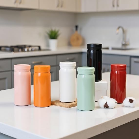 Mini Insulated Bottle, 7oz, Coffee Bottle, Mini Stainless Steel, Cute Bottle, Small Water Bottle, Leak Proof, BPA Free, Keeps Cold and Hot for Drink, Coffee, Tea (Pink+Black)